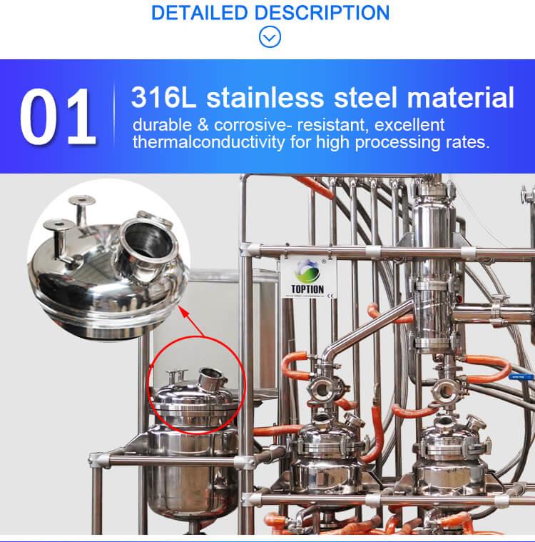 équipement de distillation moléculaire de film essuyé d'acier inoxydable stainless steel wiped film molecular distillation equipment